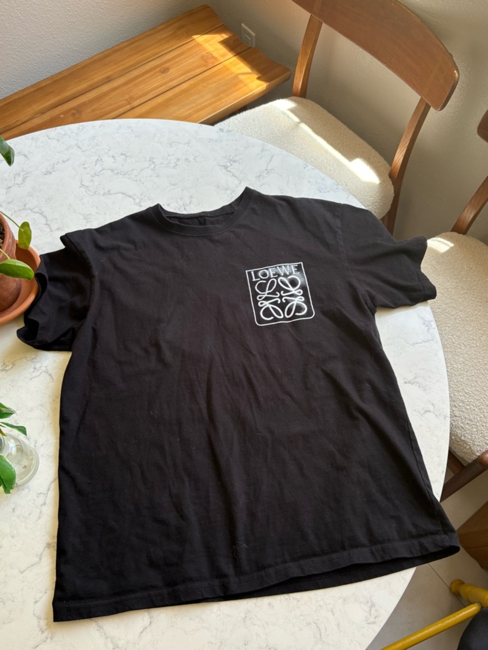 Loewe Black T-Shirt with White Anagram Logo